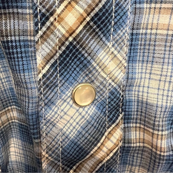 Vintage Wrangler Pearl Snap Front Pocket Plaid Shirt Size XXL - Picture 8 of 11